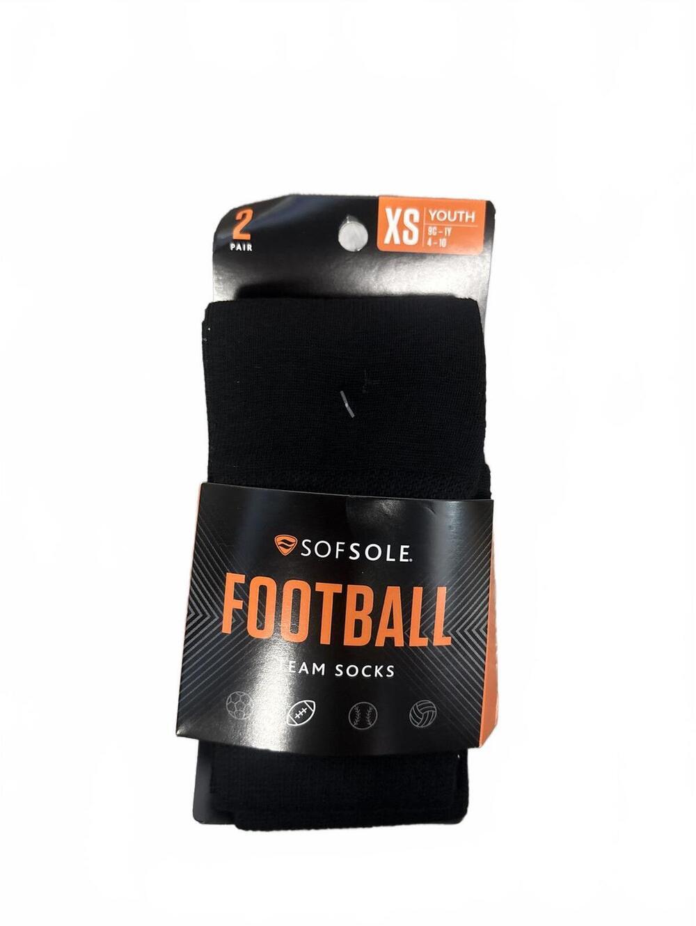 NWT Sof Sole Youth Football Over-The-Calf Team Socks Black Size XS (2-Pack)